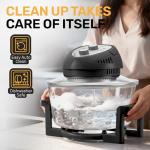 Big Boss 16Qt Extra Large Glass Air Fryer Non Toxic – Family Sized 4 in 1 Cooker with 3 Cooking Sections, Stainless Steel Racks for French Fries, Chicken, No Preheat, Self Cleaning, Dishwasher Safe