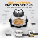 Big Boss 16Qt Extra Large Glass Air Fryer Non Toxic – Family Sized 4 in 1 Cooker with 3 Cooking Sections, Stainless Steel Racks for French Fries, Chicken, No Preheat, Self Cleaning, Dishwasher Safe