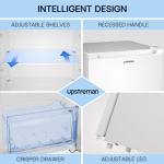 Upstreman 7.0 Cu.Ft Upright Freezer, Large Capacity Garage Ready Deep Freezer with 5 Adjustable Shelves, Convertible Refrigerator/Freezer, Reversible Door for Home, Basement, Apartment (White)