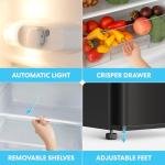 Simpli-Magic 10 Cu.Ft. Fridge with Freezer – Double Door Compact Refrigerator for Office, Dorm, Bedroom, Garage – Adjustable Thermostat, Large Capacity, Stainless Steel Finish