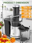 1200W Juicer Machines with 3.2" Feed Chute for Whole Fruits and Vegs, Dual Speeds Centrifugal Juice Extractor, Heavy Duty Full Copper Motor, 35oz Large Juice Jug, Easy to Clean, BPA-Free