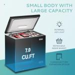 EUHOMY 7.0 Cu.Ft Deep Freezer with Removable Basket, Small Deep Freezer Adjustable 7 Thermostat, Quiet Freezer Free-Standing Top Door, Energy Saving for Apartment/Garage/Basement/Dorm/Home,Black