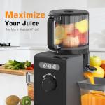 Cold Press Juicer Machines with 6.5" Large Feed Chute, Juicer for Whole Vegetables & Fruits, High Juice Yield (Black)