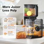 Cold Press Juicer Machines with 6.5" Large Feed Chute, Juicer for Whole Vegetables & Fruits, High Juice Yield (Black)