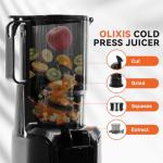 OLIXIS Cold Press Juicer, Masticating Juicer Machines with Wide Feed Chute, High Juice Yield and Easy to Clean for Whole Vegetables & Fruits, Black
