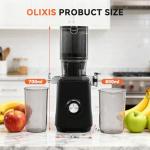 OLIXIS Cold Press Juicer, Masticating Juicer Machines with Wide Feed Chute, High Juice Yield and Easy to Clean for Whole Vegetables & Fruits, Black