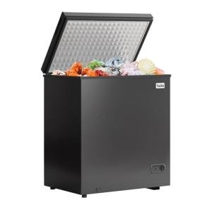 TABU 7.0 Cubic Feet Chest Freezer, Energy Saving Chest Deep Freezer with 7 Level Adjustable Thermostat, Top Opening Compact Freezer with Removable Storage Basket (Black)
