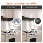 FIREGAS Black Range Hood 30 Inch Under Cabinet, Ducted/Ductless Convertible Kitchen Hood, 300 CFM, 3 Speed Exhaust Fan, Brushless DC Motor, Stove Hood Vents for Kitchen with LED Lights