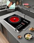 Portable Infrared Burner 3500W Electri Burner with 3 Hours Timer-Electric Hot Plate Touch Control Panel Adjustable Heating Power Glass Plate Electric Cooktop for Cooking (Black)
