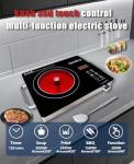Portable Infrared Burner 3500W Electri Burner with 3 Hours Timer-Electric Hot Plate Touch Control Panel Adjustable Heating Power Glass Plate Electric Cooktop for Cooking (Black)