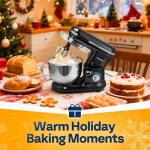 VIVOHOME Stand Mixer, 660W 10 Speed 6 Quart Tilt-Head Kitchen Electric Food Mixer with Beater, Dough Hook, Wire Whip and Egg Separator, Black