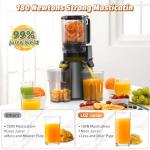 Cold Press Juicer, Juicer Machines with 5.4" Wide Feed Chute for Juice Extractor, Professional Slow Masticating Juicer for Whole Vegetables & Fruits with High Juice Yield, Easy to Clean (Black)