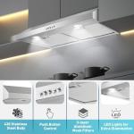 SNDOAS Under Cabinet Range Hood,30 inch Ductless Range Hood Alterable to Ducted,Stainless Steel Kitchen Exhaust Hood with 700CFM, 3-Speed Fan,Stove Vent and Oven Hood with Button Control