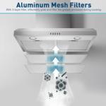 SNDOAS Under Cabinet Range Hood,30 inch Ductless Range Hood Alterable to Ducted,Stainless Steel Kitchen Exhaust Hood with 700CFM, 3-Speed Fan,Stove Vent and Oven Hood with Button Control