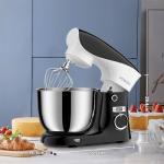 Stand Mixer, 6.5QT 10 Speeds Tilt-Head Electric Stand Mixer, 3-In-1 Kitchen Mixer with Bowl, Dough Hook, Whisk and Beater, Food Mixer for Baking and Daily Use (BLACK WHITE)