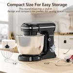 Electric Stand Mixer,10 Speeds Tilt-Head Food Mixer, 3-IN-1 Kitchen Mixer for Daily Cooks with Dishwasher-Safe 5QT Bowl,Dough Hook, Beater, Whisk (Onyx Black)