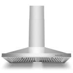 Zomagas Range Hood 30 inch, Wall Mount Range Hood Ducted/Ductless, Kitchen Hood in Stainless Steel, Vent Hood with Baffle Filters, 3 Speed Fan, Push Button Control, Energy-Saving LED Light