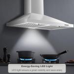 Zomagas Range Hood 30 inch, Wall Mount Range Hood Ducted/Ductless, Kitchen Hood in Stainless Steel, Vent Hood with Baffle Filters, 3 Speed Fan, Push Button Control, Energy-Saving LED Light