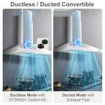 Zomagas Range Hood 30 inch, Wall Mount Range Hood Ducted/Ductless, Kitchen Hood in Stainless Steel, Vent Hood with Baffle Filters, 3 Speed Fan, Push Button Control, Energy-Saving LED Light