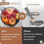 KITCHTREE Masticating Juicer Attachment for KitchenAid Stand Mixer, 4.2" Large Feed Chute Fit Whole Vegetables & Fruits, Slow Cold Press Juicing, Includes 2 * 28oz capacity cups