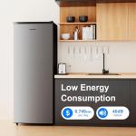 BANGSON 6.5 Cu.ft Upright Freezer, Stand up Freezer with Adjustable Thermostat, Removable Shelves, Reversible Single Door, for Bedroom/Home/Dorms/Apartment, Silver