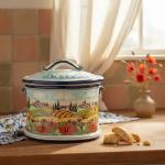 CERAMICHE D'ARTE PARRINI- Italian Ceramic Biscuit Cookies Jar Hand Painted Decorated Poppies Landscape Made in ITALY Tuscan Art Pottery