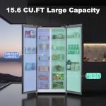 Iceblue Refrigerator, 15.6 Cu.Ft. Side-by-side Refrigerators, Black Stainless Steel Beverage Fridge with Freezer, Zoning Temperature Control Frost Free Beverage Refrigerators - Black