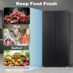 Iceblue Refrigerator, 15.6 Cu.Ft. Side-by-side Refrigerators, Black Stainless Steel Beverage Fridge with Freezer, Zoning Temperature Control Frost Free Beverage Refrigerators - Black