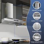 SNDOAS Range Hood 30 inches,Stainless Steel Wall Mount Range Hood,Vent Hood 30 inch w/Touch Control,Ducted/Ductless Convertible,Chimney-Style Over Stove Vent Hood,Kitchen Hood,Baffle Filters