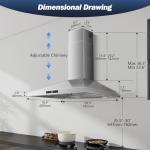 SNDOAS Range Hood 30 inches,Stainless Steel Wall Mount Range Hood,Vent Hood 30 inch w/Touch Control,Ducted/Ductless Convertible,Chimney-Style Over Stove Vent Hood,Kitchen Hood,Baffle Filters
