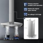 SNDOAS Range Hood 30 inches,Stainless Steel Wall Mount Range Hood,Vent Hood 30 inch w/Touch Control,Ducted/Ductless Convertible,Chimney-Style Over Stove Vent Hood,Kitchen Hood,Baffle Filters