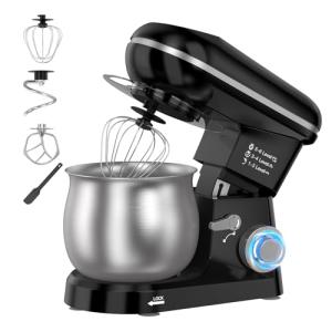 Electric Stand Mixer with 5.3 Quart，Cake Mixer with Stainless Steel Bowl and Stand, Kitchen Mixer Tilt-Head Design – Includes Dough Hook, Whisk & Beater-Great for Baking Bread, Cakes, Cookies
