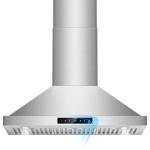 36 inch Range Hood Wall Mount, 1200 CFM with 4-Speed Gesture Sensing & Touch Control, Stainless Steel Ducted Kitchen Stove Vent Hoods with 2 LED Lights, Time Setting, Dishwasher-Safe Baffle Filters