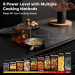 4 Burner Electric Cooktop, CDV 24 Inch, Built-in Electric Stove Top, 220-240v Radiant Cooktop with Child Lock, Touch Control, Residual Heat Indicator, Overheat Protection, Hard Wire (No Plug)