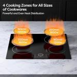 4 Burner Electric Cooktop, CDV 24 Inch, Built-in Electric Stove Top, 220-240v Radiant Cooktop with Child Lock, Touch Control, Residual Heat Indicator, Overheat Protection, Hard Wire (No Plug)