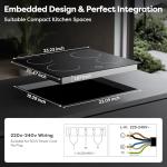 4 Burner Electric Cooktop, CDV 24 Inch, Built-in Electric Stove Top, 220-240v Radiant Cooktop with Child Lock, Touch Control, Residual Heat Indicator, Overheat Protection, Hard Wire (No Plug)