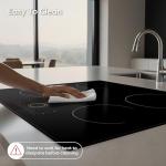 4 Burner Electric Cooktop, CDV 24 Inch, Built-in Electric Stove Top, 220-240v Radiant Cooktop with Child Lock, Touch Control, Residual Heat Indicator, Overheat Protection, Hard Wire (No Plug)