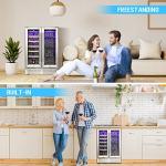 Antarctic Star Wine and Beverage Refrigerator, 24 Inch Dual Zone Wine Cooler with Glass Door, Built in or Under Counter Wine Fridge with Blue LED Light,18 Bottles and 66 Cans Capacity Beverage Cooler