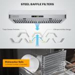 Empava Ductless/Ducted Range Hood Under Cabinet 30 Inch, Touch Control, 300 CFM Plug in, Stainless Steel