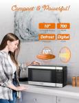 COMMERCIAL CHEF 0.7 Cubic Foot Microwave with 10 Power Levels, Small Microwave with Push Button, 700W Countertop up to 99 Minute Timer and Digital Display, Stainless Steel