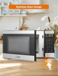 COMMERCIAL CHEF 0.7 Cubic Foot Microwave with 10 Power Levels, Small Microwave with Push Button, 700W Countertop up to 99 Minute Timer and Digital Display, Stainless Steel