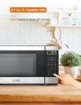 COMMERCIAL CHEF 0.7 Cubic Foot Microwave with 10 Power Levels, Small Microwave with Push Button, 700W Countertop up to 99 Minute Timer and Digital Display, Stainless Steel
