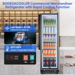 BODEGACOOLER Commercial Beverage Refrigerator with Glass Door,12.5 Cu.Ft Commercial Drink Refrigerator,Upright Large Display Merchandiser Beverage Bar Cooler with Soft LED Light,Adjustable Shelves