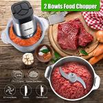 Qinkada Food Processor, 2 Stainless Steel Bowls, 14Cup, 500W Powerful Electric Meat Grinder, 3 Speed Modes 4 Bi-Level Blades for Onion, Meat, Nuts, Fruit, Garlic, Vegetable, Baby Food