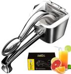 SUCCFLY Lemon Squeezer Stainless Steel, Manual Juicer Citrus Lime Orange Fruit Squeezer Heavy Duty Ergonomic Handle Labor-saving Large Capacity Juice Press Hand Handheld Juicer (5 Year Warranty)