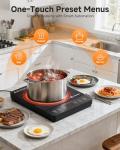Portable Induction Cooktop 20 Temperature & Power Levels,1800W Single Burner Electric Cooktop with 6.8 inch Heating Coil,Low Noise Hot Plate with Timer