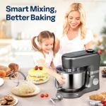 VIVOHOME Stand Mixer with Fermentation, One-Touch Presets Electric Dough Mixer with 6 Qt Bowl, Kitchen Standing Mixer for Baking, Cake with Flex Edge Beater, Bread Hook, Whisk, Gray