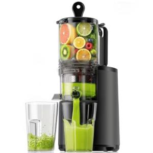 Cold Press Juicer, EUHOMY 5.5" Extra Large Feed Chute Slow Masticating Juicer, 250W Juicer Machines, 99.6% High Juice Yield, Easy to clean, Reverse Function, for Whole Vegetables & Fruits.
