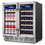 Velieta Wine and Beverage Refrigerator 30 Inch, Upgrade Dual Zone Wine Cooler, 30'' Wine beverage Fridge Built in or Freestanding Under Counter Large Capacity Glass Door Advanced Cooling System
