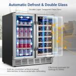 Velieta Wine and Beverage Refrigerator 30 Inch, Upgrade Dual Zone Wine Cooler, 30'' Wine beverage Fridge Built in or Freestanding Under Counter Large Capacity Glass Door Advanced Cooling System